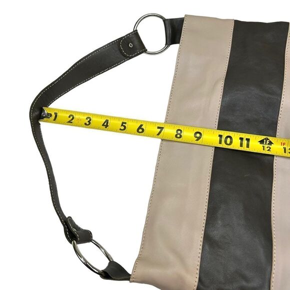 Lidu Striped Leather Tote Shoulder Bag Brown Tan Purse | Made in Ethiopia - Picture 6 of 11